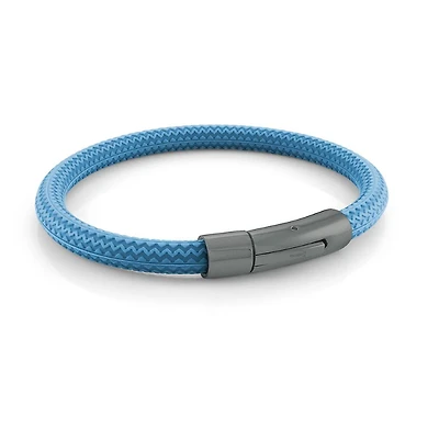 Black Steel and Baby Blue Rubber Tire Bracelet