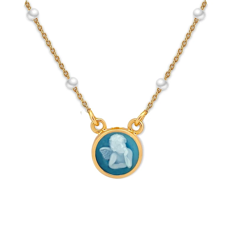 Blue Agathe Guardian Angel Kids Necklace