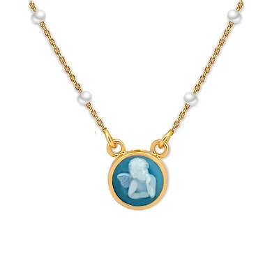 Blue Agathe Guardian Angel Kids Necklace