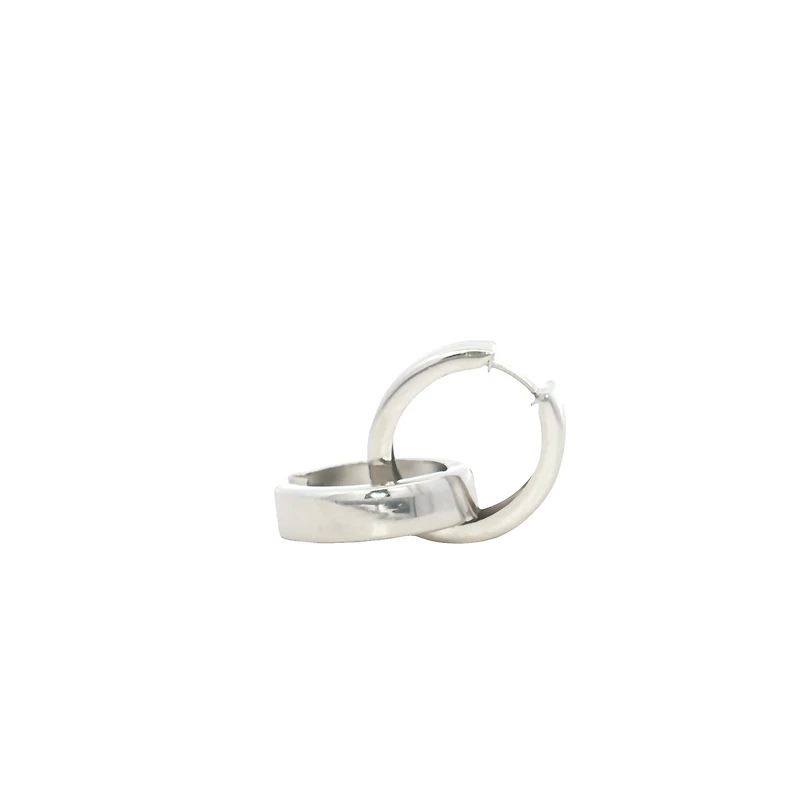 White Gold 16.5MM Huggie Earrings
