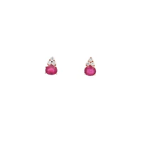 Rose Gold Stud Earrings with Oval Cut Rubies and Diamonds