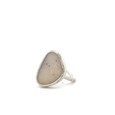Bedford White Druzzy Silver Ring (Size 6)