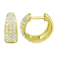 Gradient Pave Diamond Huggie Earrings 14KY