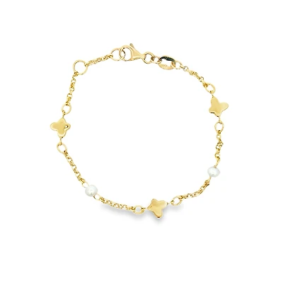 Butterfly and Pearls Baby Bracelet