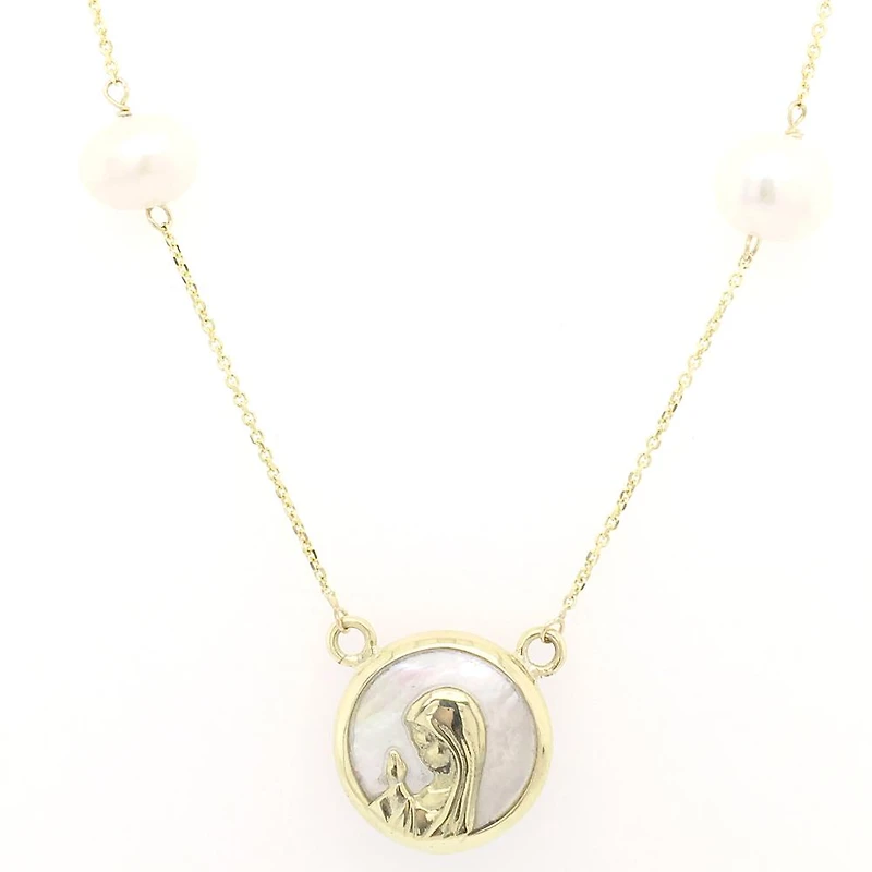 Round Virgen Nina 13MM Mother Pearl Necklace