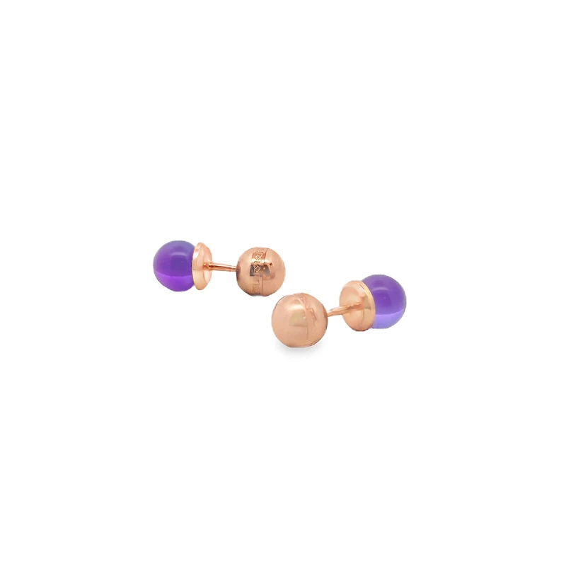 Hollywood Boulevard Rose Gold and Purple Stone Stud Earrings