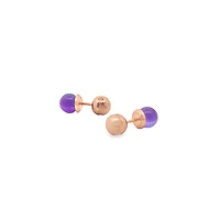 Hollywood Boulevard Rose Gold and Purple Stone Stud Earrings
