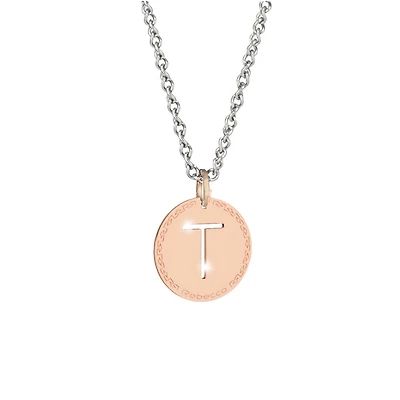 Rose Gold Plated T Initial Necklace
