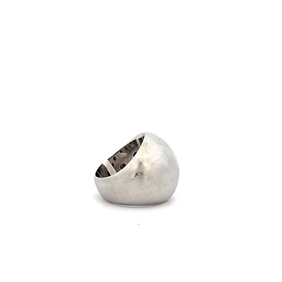 Rhodium Plated Round Silver Ring (Size 7.5)