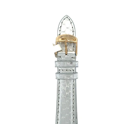 18MM Silver Exotic Leather Strap