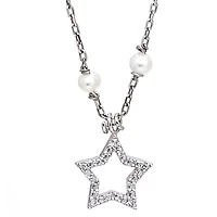 Diamond Star Pearl Chain Necklace