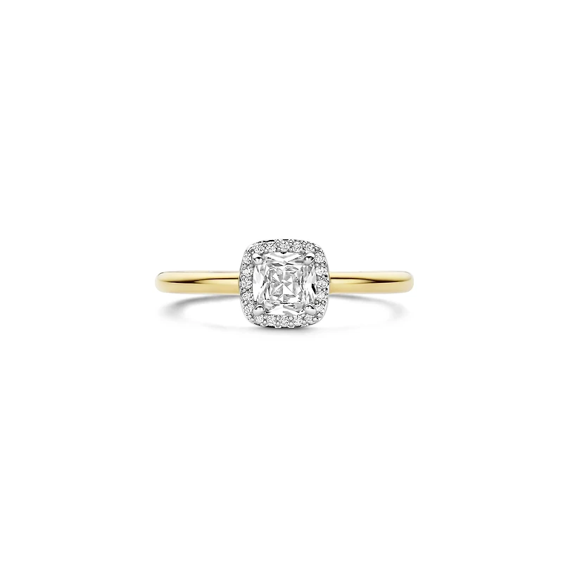 Cushion Halo Two Tone Ring