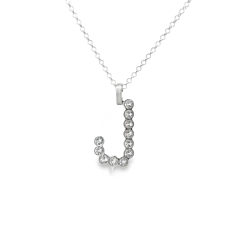 Initial J Small Pendant with Swarovski Elements
