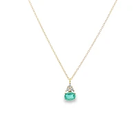 Yellow Gold Necklace with Emerald and Diamond Pendant