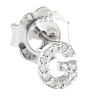 Diamond Initial Silver Stud Earrings