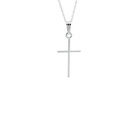 17MM Thin Cross White Gold Kids Necklace