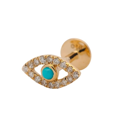 Evil Eye with Turquoise Stone Single Cartilage Earring