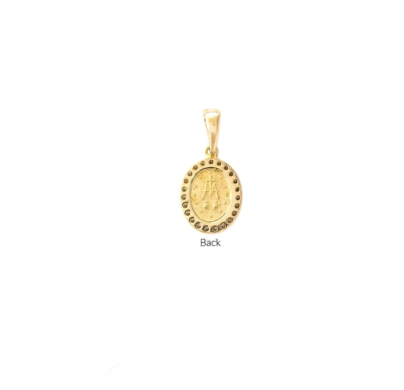 Virgen Milagrosa Zirconia Oval Pendant 10MM