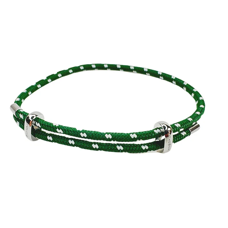 Marine Cord Slider Steel Bracelet - Green Cord