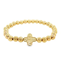 Four Way Cross 6MM Bead Bracelet