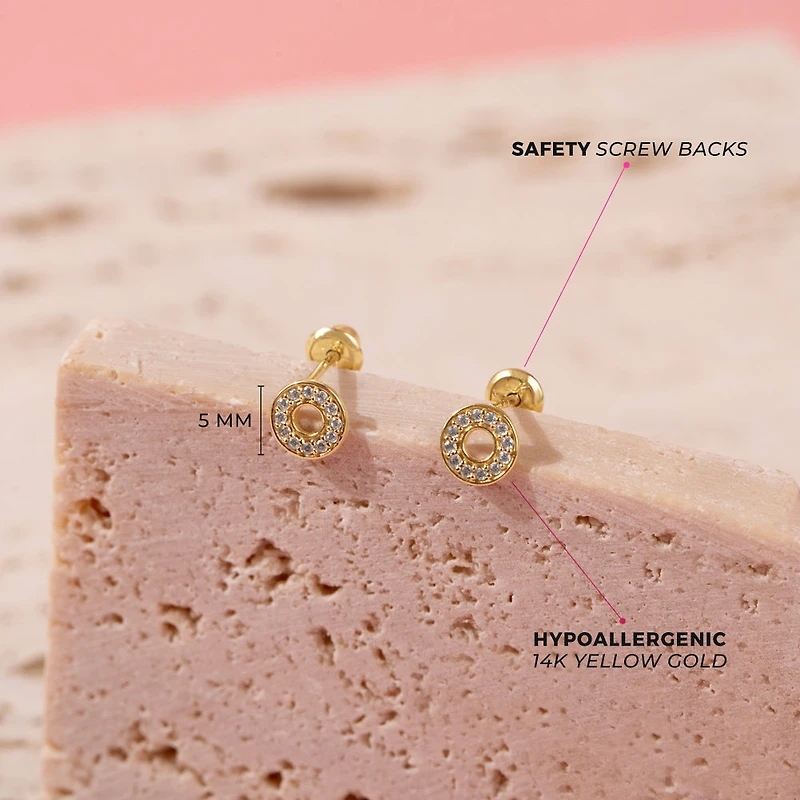 Kids Open Circle Zirconia Stud Earrings
