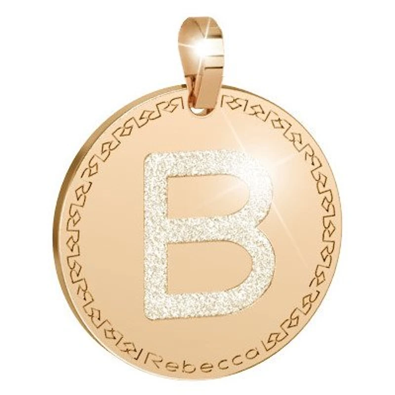 Rose Plated Glam Film 25MM Initial Pendant