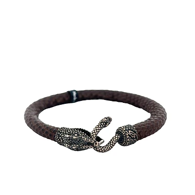 Brown Leather Alligator Bracelet