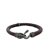 Brown Leather Alligator Bracelet