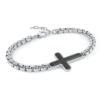 Carbon Fiber Cross Round Box Bracelet