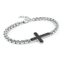 Carbon Fiber Cross Round Box Bracelet