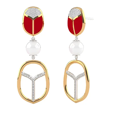 Amulet Scarab Coral Earrings*Puerto Rico Exclusive