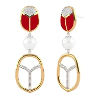 Amulet Scarab Coral Earrings*Puerto Rico Exclusive
