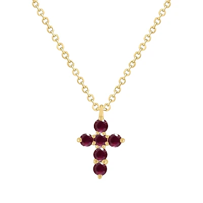 Mini Ruby Cross Necklace