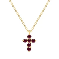Mini Ruby Cross Necklace