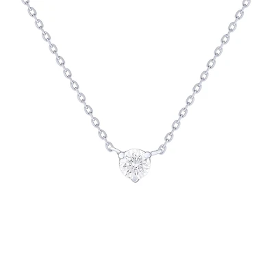 .16CT Diamond Solitaire Prong Set Necklace White Gold