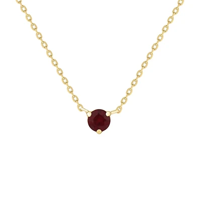 Ruby Solitaire Prong Set Necklace