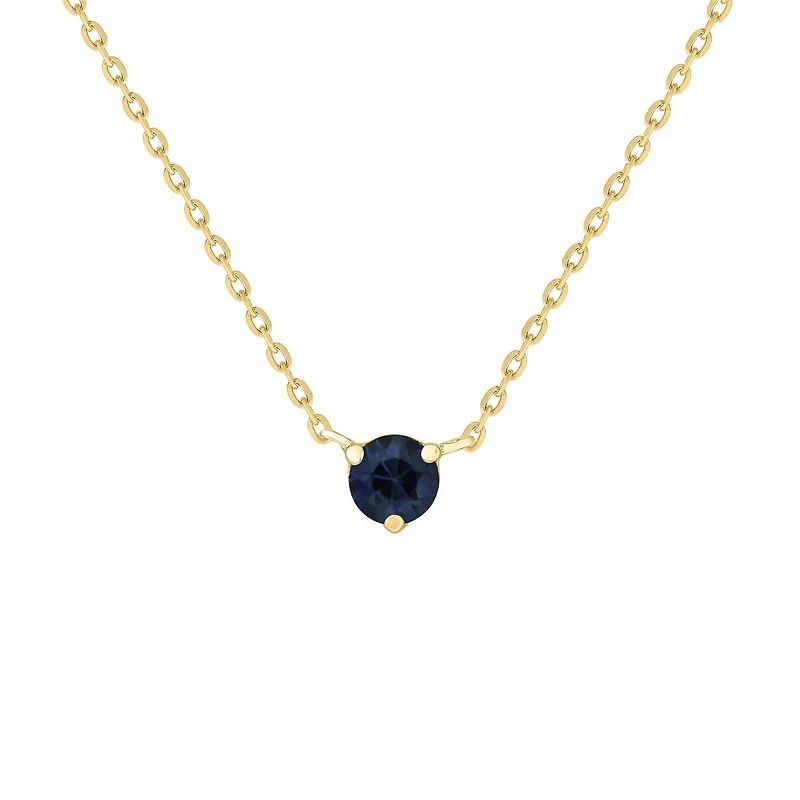 Blue Sapphire Solitaire Prong Set Necklace