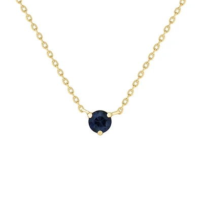 Blue Sapphire Solitaire Prong Set Necklace
