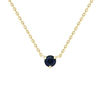 Blue Sapphire Solitaire Prong Set Necklace