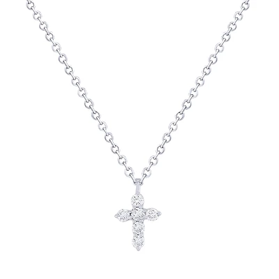 Six Diamond Cross White Gold Necklace