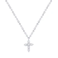Six Diamond Cross White Gold Necklace