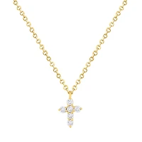 Six Diamond Cross Yellow Gold Necklace