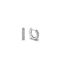 14MM Silver Dipped Zirconia Huggie Earrings