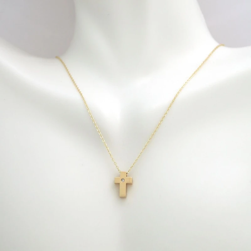 Diamond Center Cross Necklace