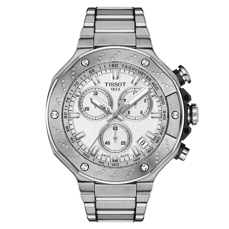 T-Race 45MM White Chrono Watch