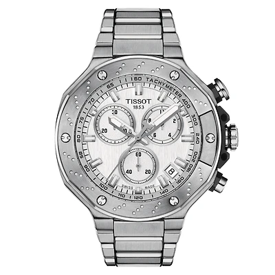 T-Race 45MM White Chrono Watch