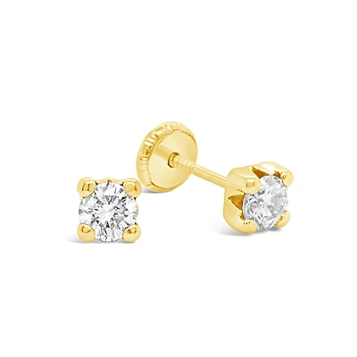 Round Zirconia 5MM Four Prong Set Stud Earrings