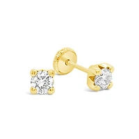 Round Zirconia 5MM Four Prong Set Stud Earrings