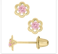 Pink Flower Earrings