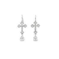 Cross Dangle Earrings with Zirconia